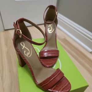 Sam Edelman Red Croc-Embossed Heels